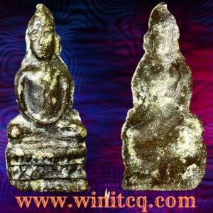 พระหูยานสมาธิพิมพ์ฐานสูงบัวฟันปลาเนื้อชินตะกั่วสนิมแดง กรุวัดท้ายย่าน ชัยนาท