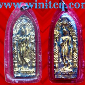 พระลีลากำแพงนิ้วเนื้อตะกั่วถ้ำชา กรุวัดบางพระวรวิหาร ชลบุรี