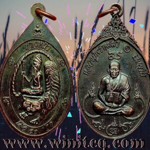 เหรียญรุ่นก้าวหน้าหลังฤาษีนั่งเสือ 11 ศอก ปี 2538 หลวงปู่พรหมมา วัดสวนหินผานางคอย อุบลราชธานี